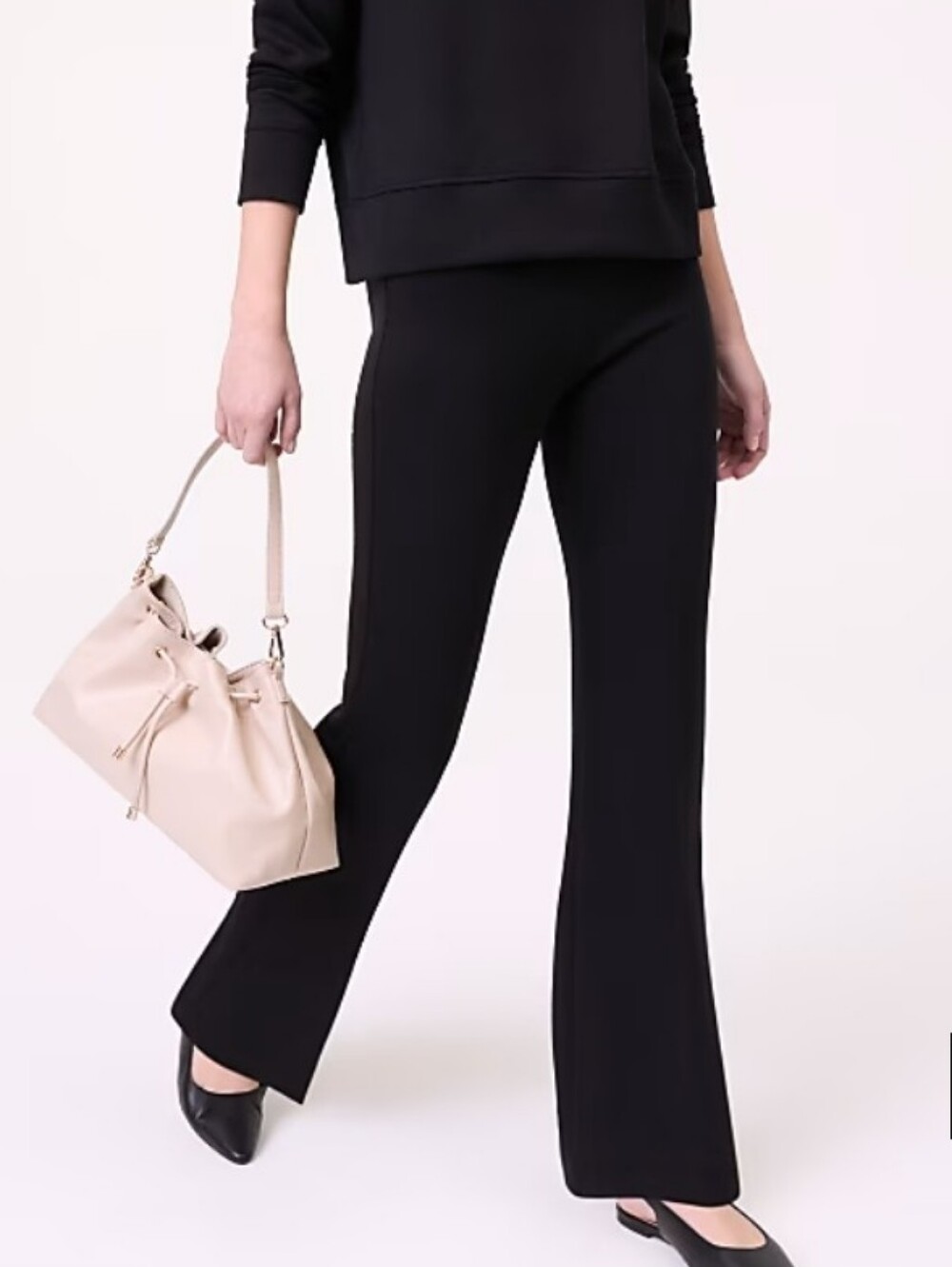 Ann Taylor The Pull On Bootcut Black Ponte Knit Pants
